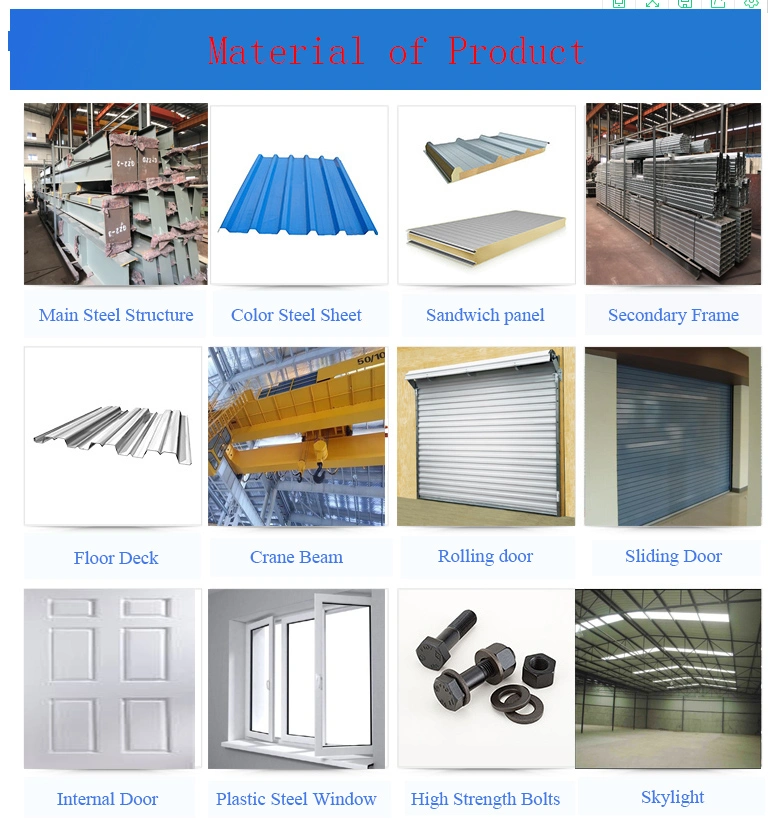 Modern Prefab Steel Structure Building Prefabricated Warehouse/Workshop/Aircraft Hangar/Office Construction Material